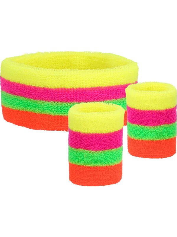 Gekleurde Neon Zweetbandjes 3 Stuks