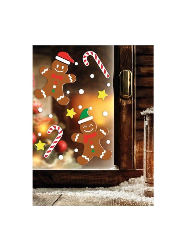 Gingerbread gel raamstickers kerst