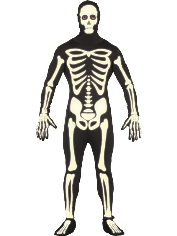 Glow in the dark skelet kostuum man