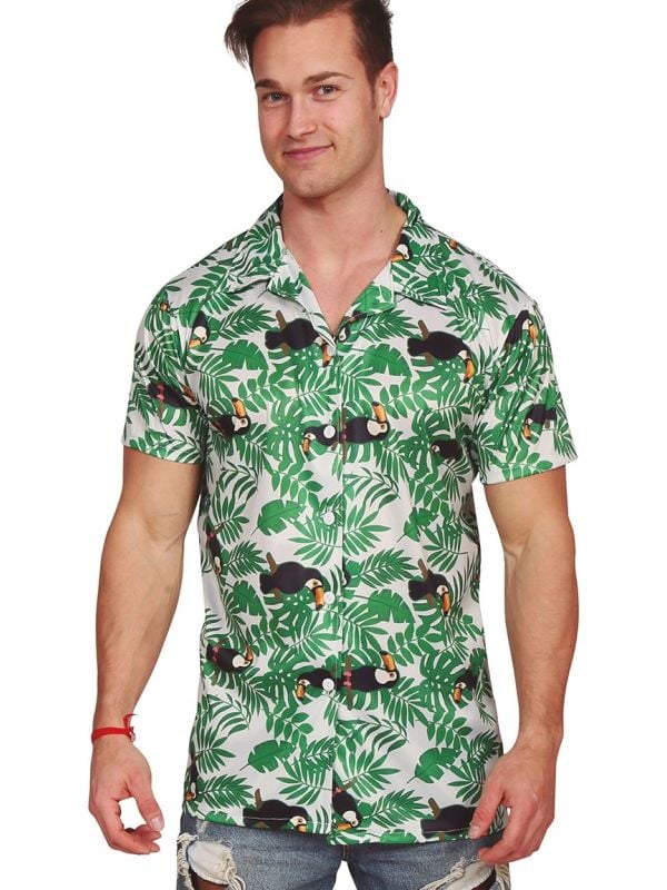 Groen Hawaïshirt met Palmboomprint