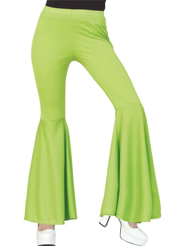 Groene Elastische Bell Bottom Broek