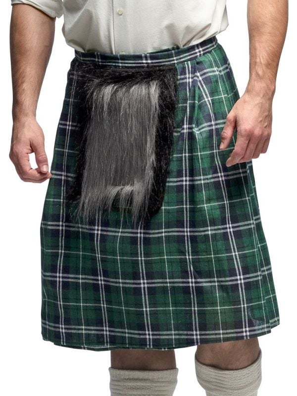 Groene Geruite Schotse Kilt met Tas