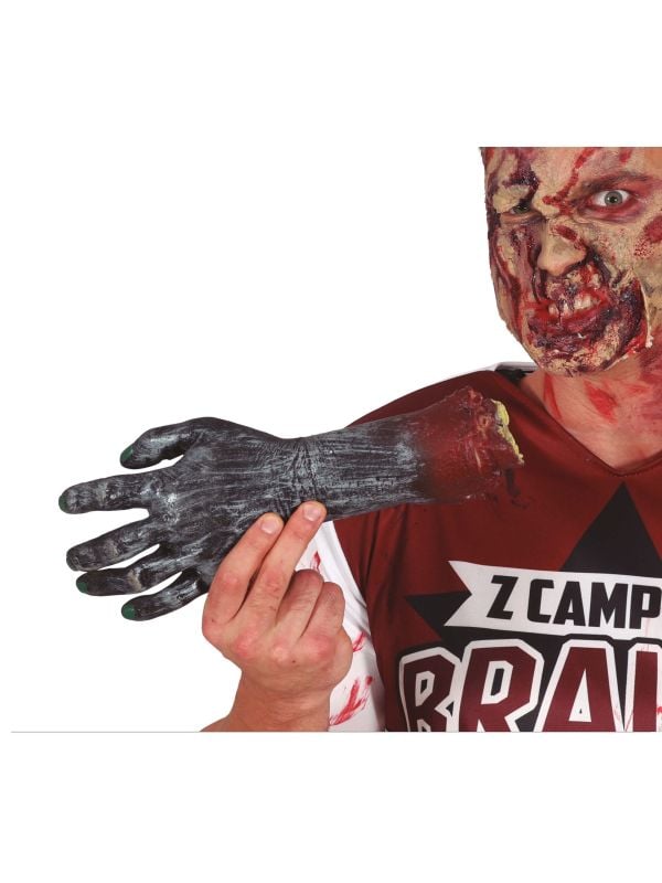 Halloween afgehakte zombie hand latex