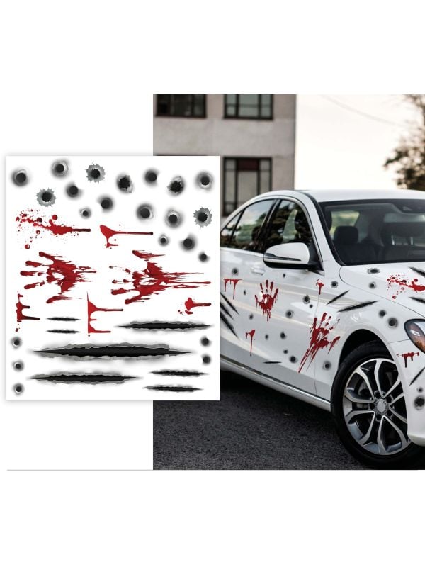 Halloween kogelgaten en bloed stickers auto