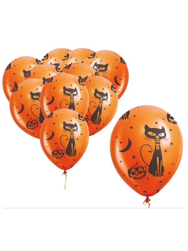 Halloween oranje zwarte kat ballonnen 30cm