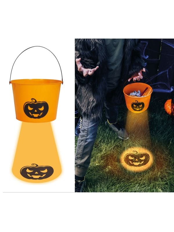 Halloween pompoen snoep emmer met licht