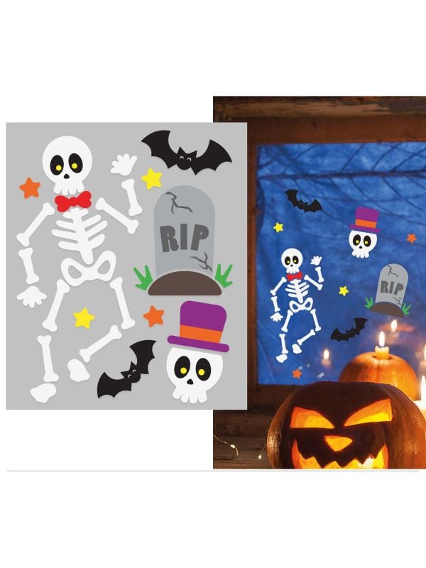 Halloween skelet gel raamstickers