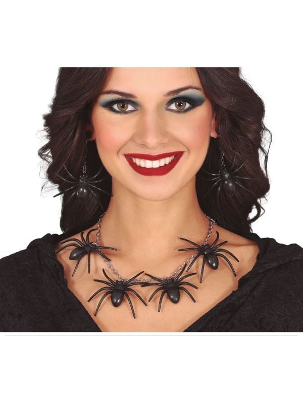 Halloween spinnen oorbellen en ketting