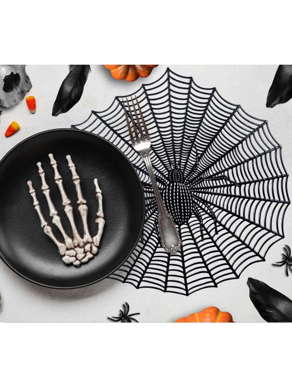 Halloween spinnenweb placemat opengewerkt