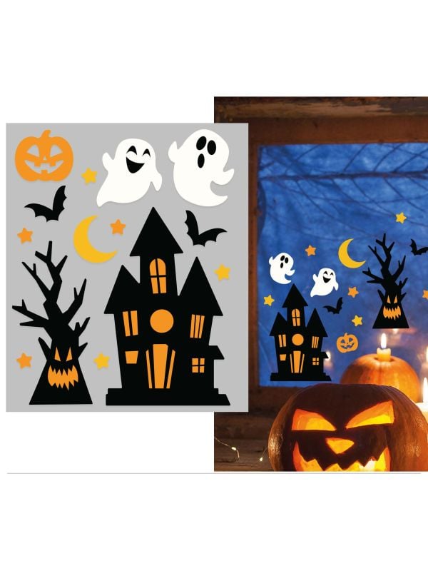 Halloween spookhuis gel raamstickers