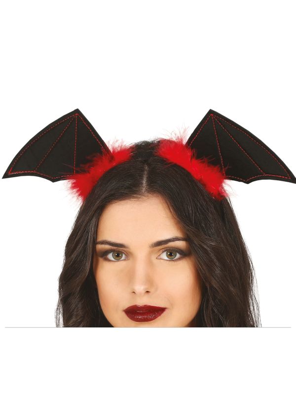 Halloween vleermuis vleugels tiara met veren