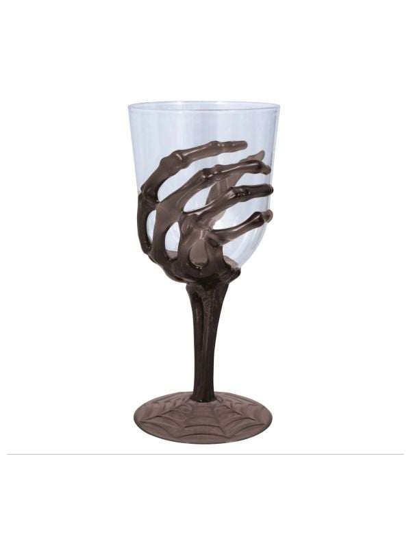 Halloween wijnglas met skelet hand