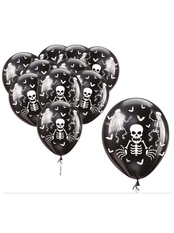 Halloween zwarte skelet ballonnen 30cm