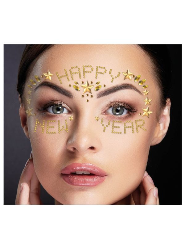 Happy new year feestelijke gezicht jewels