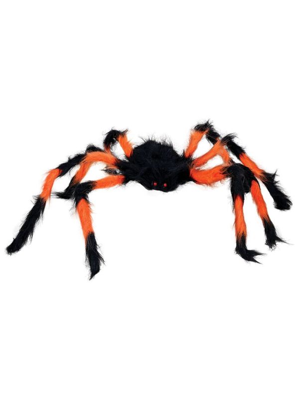 Harige oranje zwarte spin halloween 75cm