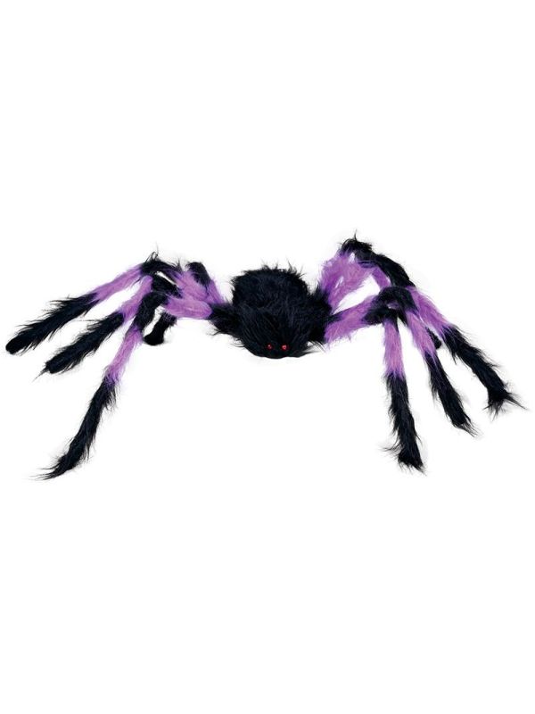 Harige paars zwarte spin halloween 75cm