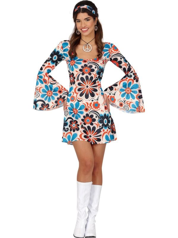 Hippie Disco Jurk 70s Dame