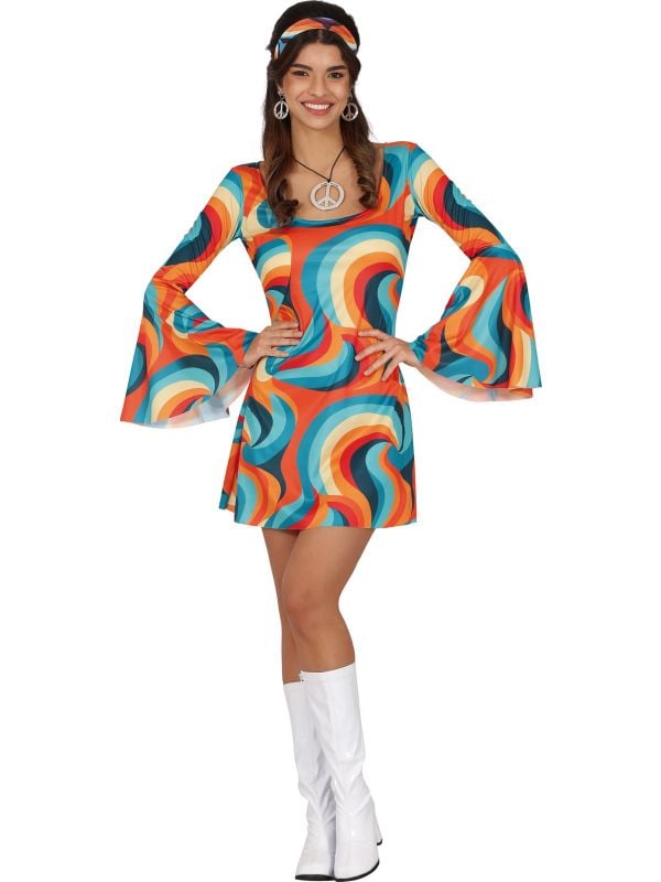 Hippie Disco Jurk 70s Dames