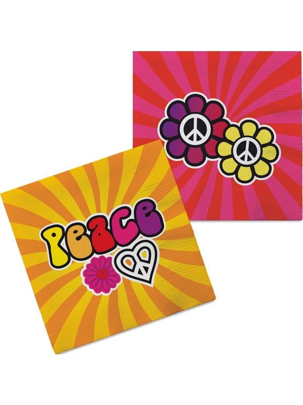 Hippie servetten peace 20 stuks