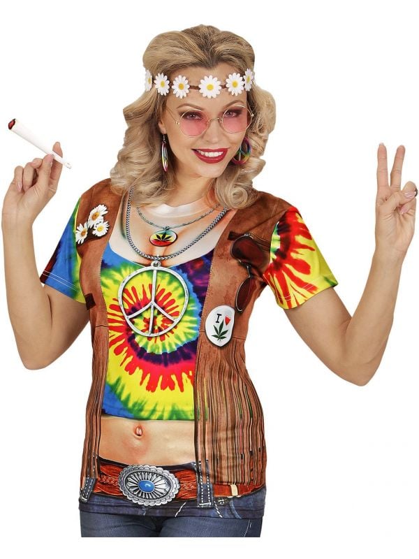 Zeeslak Afwijzen Een trouwe Hippie shirt dames | Carnavalskleding.nl