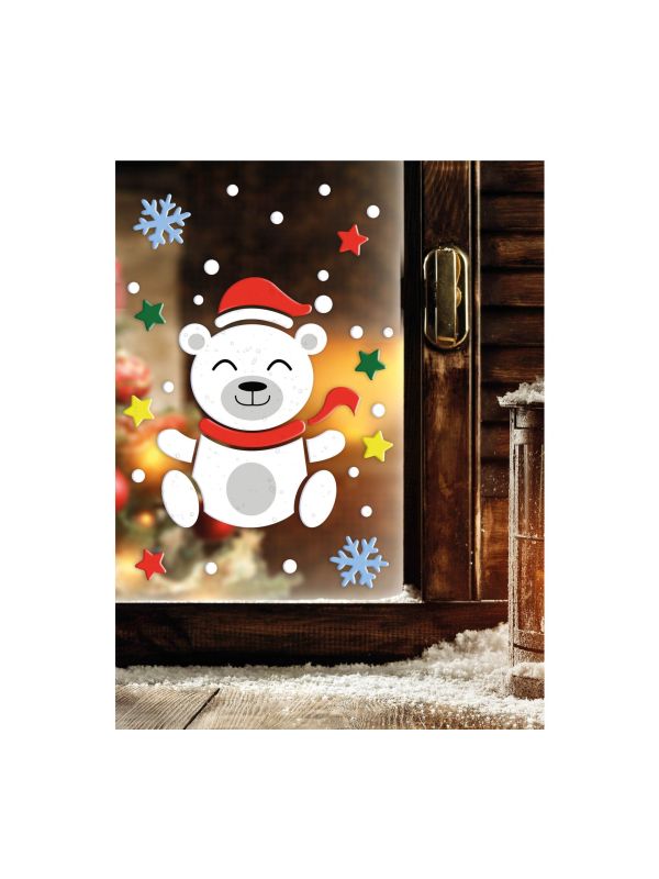 Ijsbeer gel raamstickers kerst