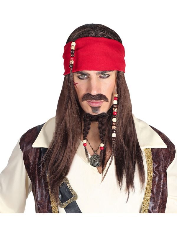 hardware sextant druiven Jack Sparrow pruik Pirates of the Carribean | Carnavalskleding.nl