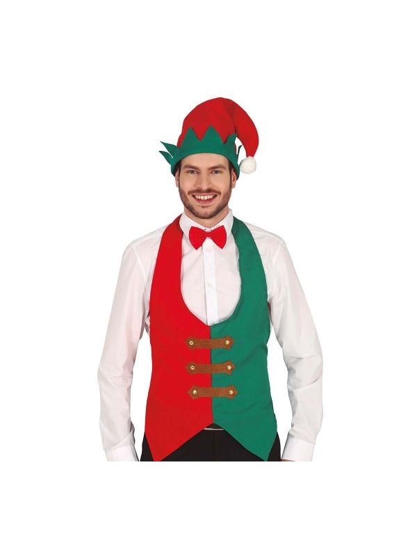 Kerst elf gilet heren groen rood