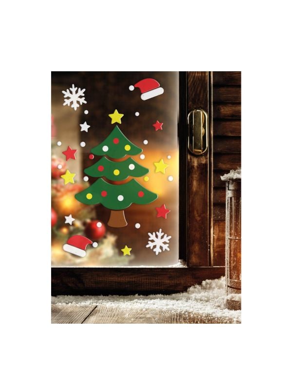 Kerstboom gel raamstickers kerst