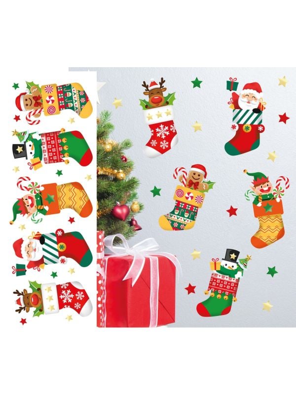 Kerstsokken muur stickers