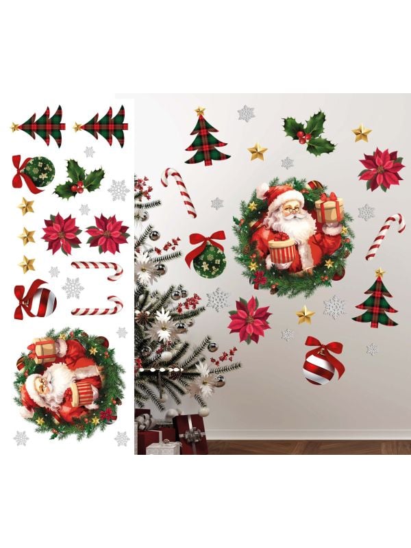 Klassieke kerstman muur stickers