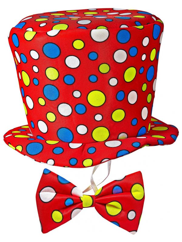 Kleine rode clown hoed en vlinderstrik
