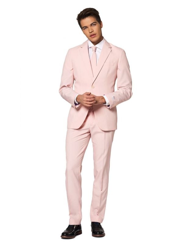 Chromatisch feit halfrond Licht roze Opposuits kostuum