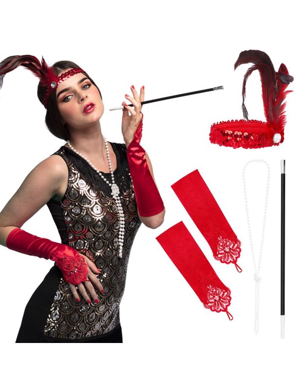 Luxe flapper set glamour rood