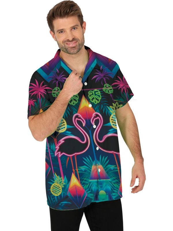 Neon Flamingo Zomershirt Volwassenen