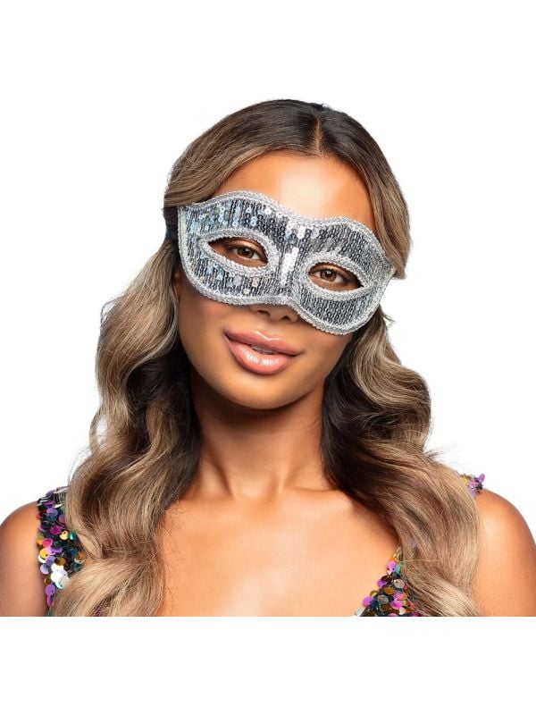 Oogmasker met Glimmende Zilveren Pailletten