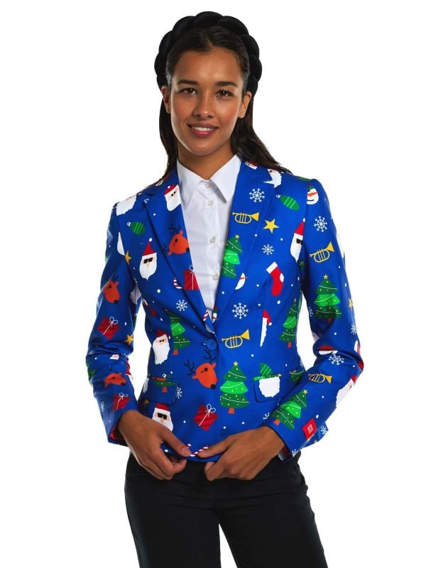 Opposuits Dames Blazer Kerst Festivity Blauw