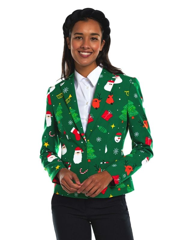 Opposuits Dames Blazer Kerst Festivity Groen