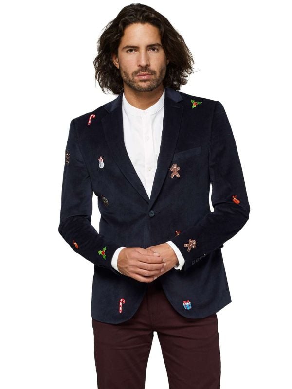 Opposuits Deluxe Heren Blazer Casual Kerst Icons Navy Blauw