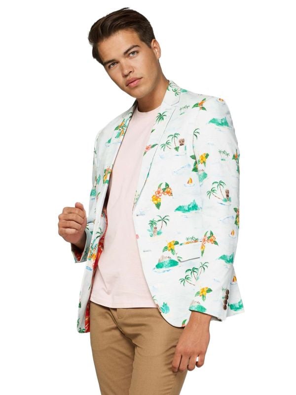 Opposuits Deluxe Heren Blazer Tropical Hawaii Aloha Blauw