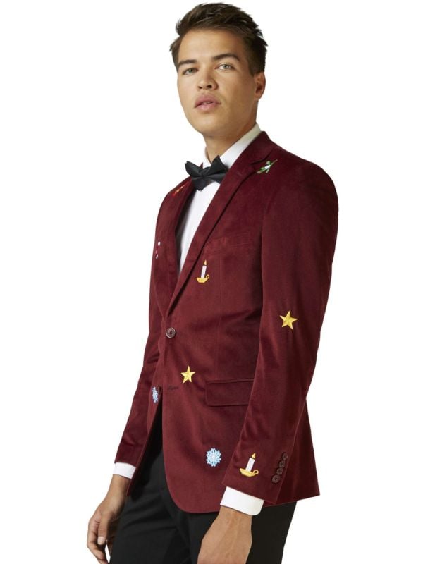 Opposuits Deluxe Heren Blazer X-Mas Icons Bordeaux Rood