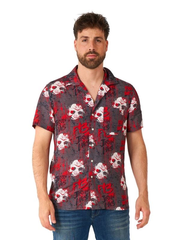 Opposuits Heren Hawaii Blouse Friday the 13th Zwart