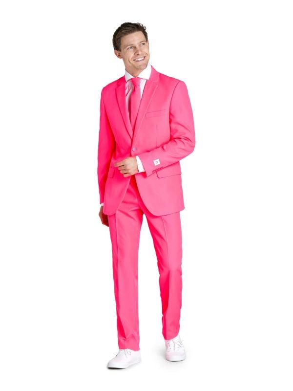 Opposuits Heren Neon Roze Kostuum