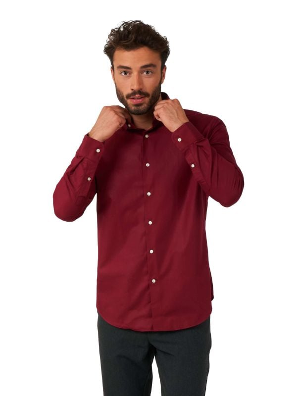 Opposuits Heren Overhemd Bordeaux Rood