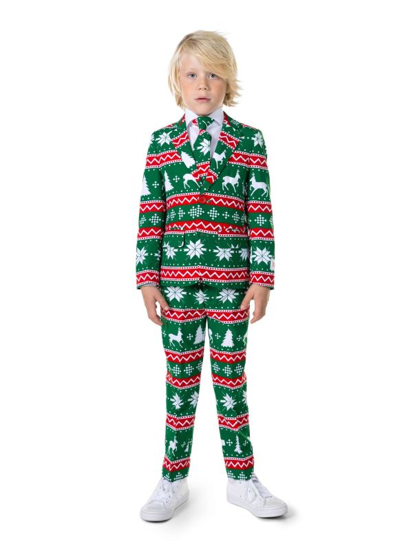 Opposuits Jongens Festivity Kerst Kostuum Groen