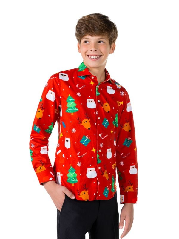 Opposuits Kerstmis Festivity Red Blouse Tiener Jongens