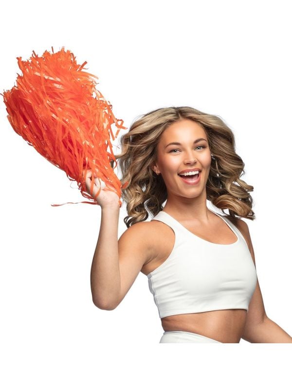 Oranje Cheerleader Pompom 34 cm