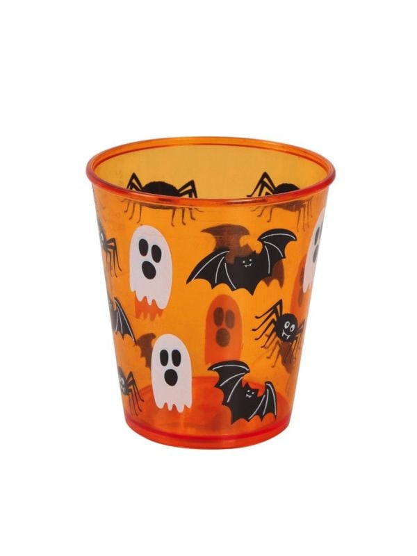 Oranje halloween party beker 10cm