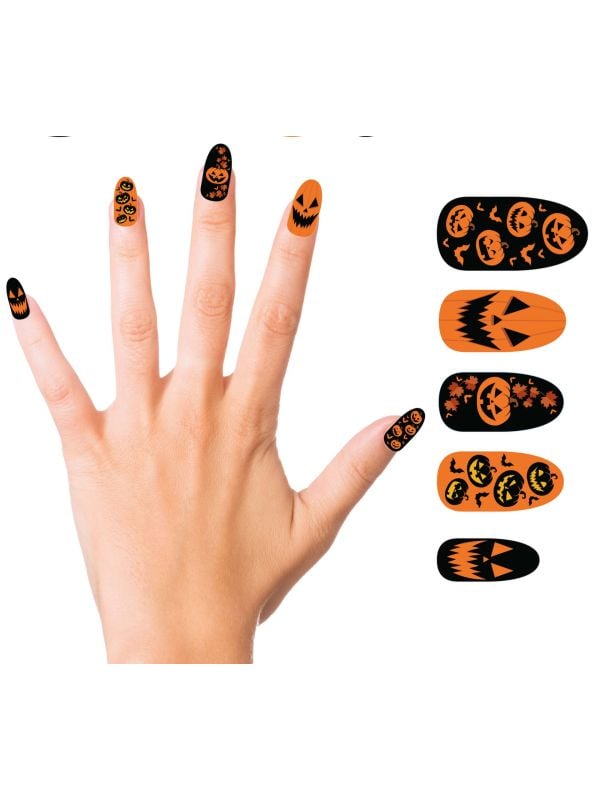 Oranje Halloween pompoen nagels