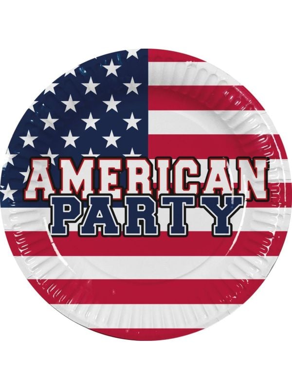 Papieren 'AMERICAN PARTY' Bordjes 10 stuks