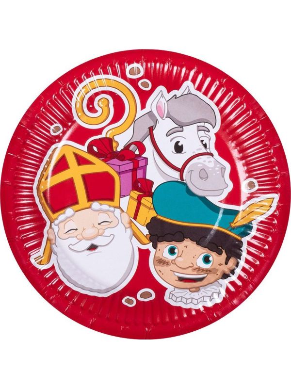 Papieren Sinterklaas Bordjes 10 Stuks klein 18 cm